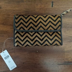 Anthropology Brown Leather Zig Zag Wallet